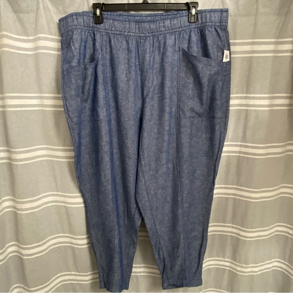 NWT OLD NAVY‎ / Blue High Rise Straight Taper Linen Blend Crop Pants Size 3X